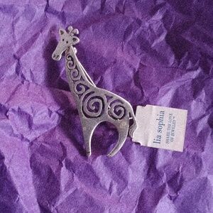 Lia Sophia Silver Swirl Giraffe Pin/Brooch